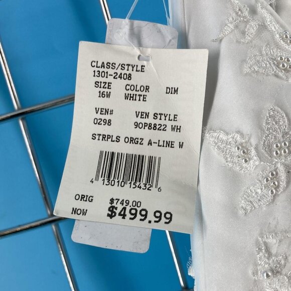 NWT Organza Corset Wedding Dress with Beaded Lace size 16W - Picture 5 of 5